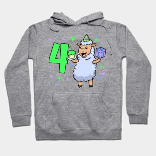 I am 4 with sheep - girl birthday 4 years old Hoodie